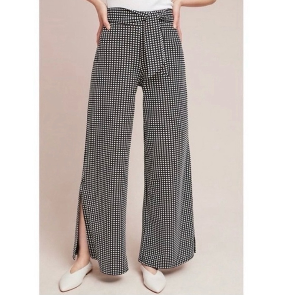 ANTHROPOLOGIE/ PURE + GOOD Charlemagne Black & White Split Leg Pants - Sz XS
